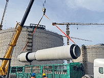 Pre-insulated pipe sections connected onsite — fast installation at jetty or plant